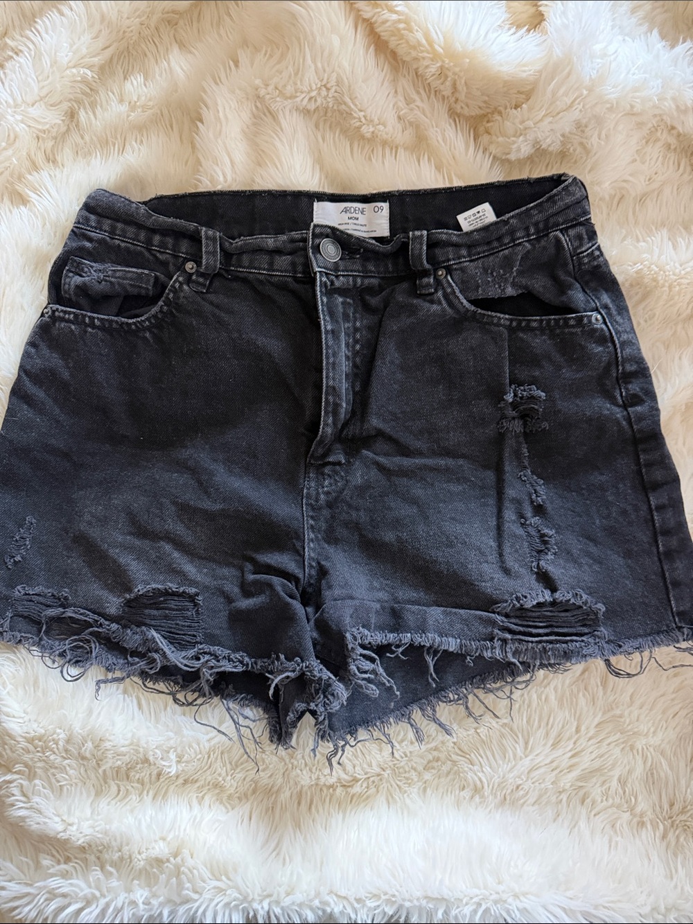 Ardene Black Washed Distressed Denim Shorts